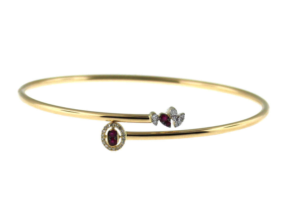RUBY & DIAMOND BANGLE, 14KY (H)