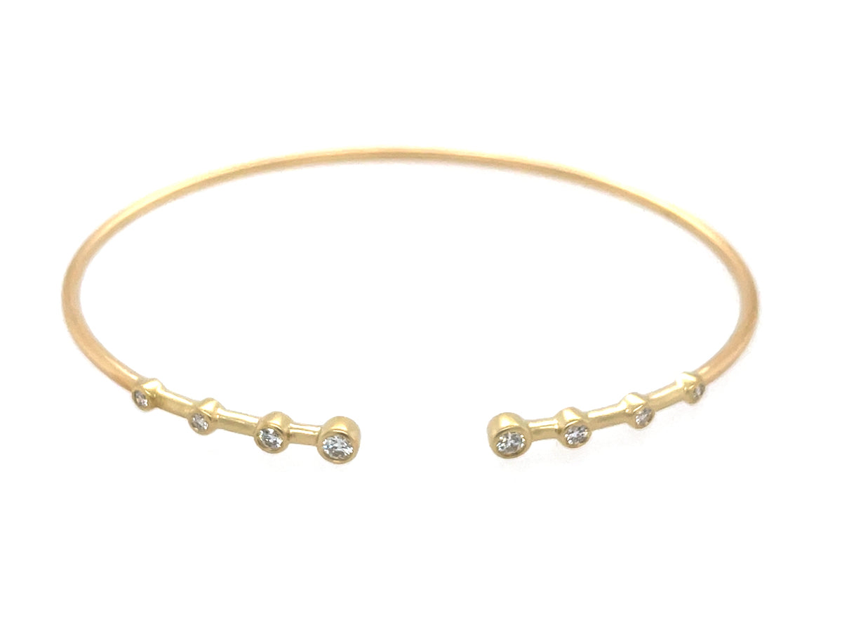 Diamond 4 Bezel Flex Bangle, Satin Finish