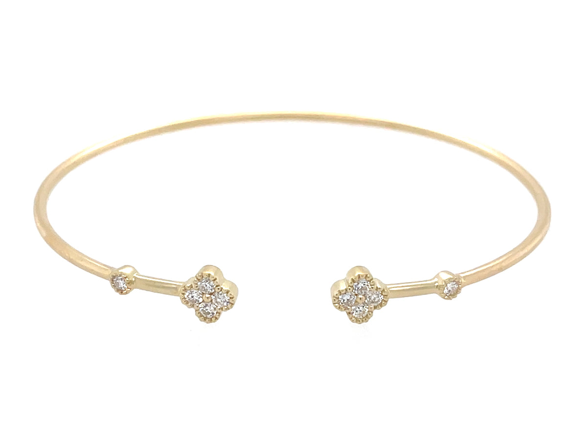 Diamond Clover Flex Bangle, Satin Finish