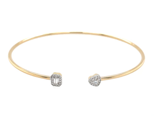 Diamond Heart Baguette Flex Bangle