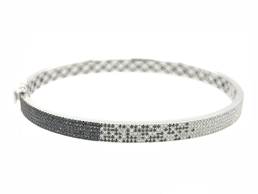 Black White Diamond 5 Row Pave Bangle, 5mm