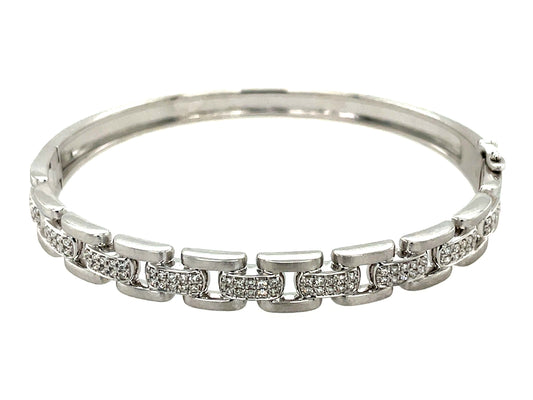 DIAMOND LINK BANGLE, SATIN FINISH, 47 X 56 MM