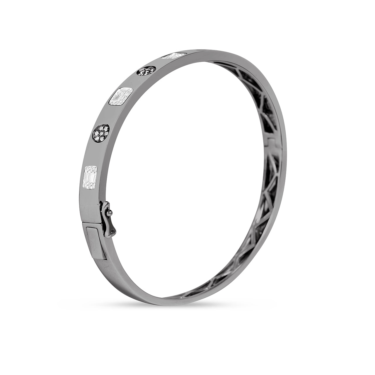 Diamond Emerald & Round Pave Flush Bangle