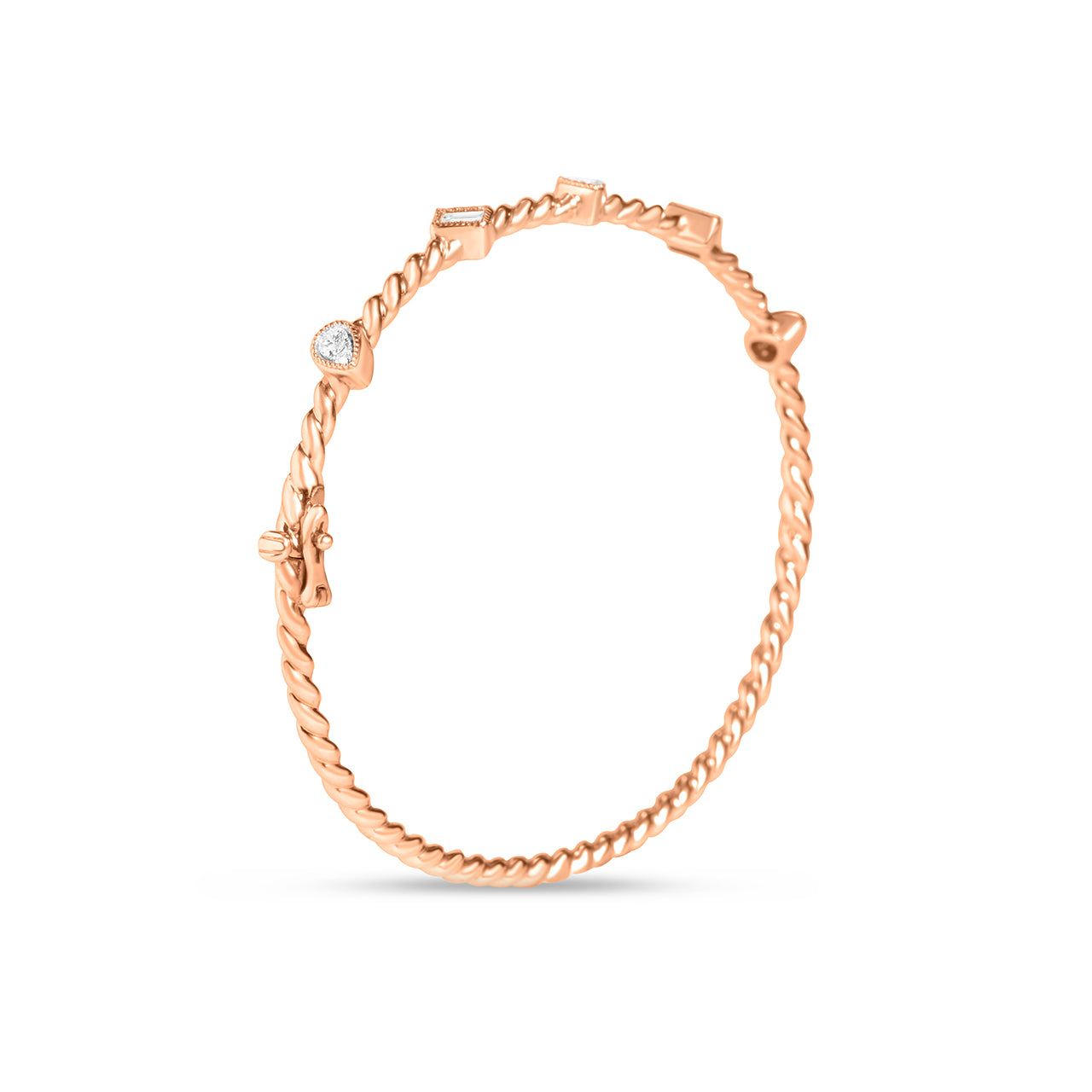 Diamond Baguette & Pear Braided Bangle