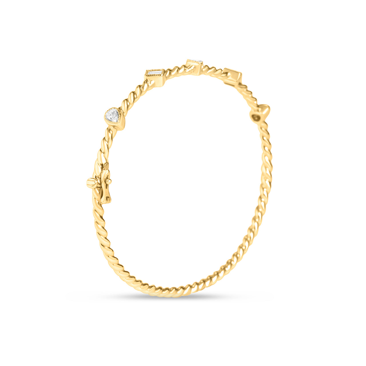 Diamond Baguette & Pear Braided Bangle