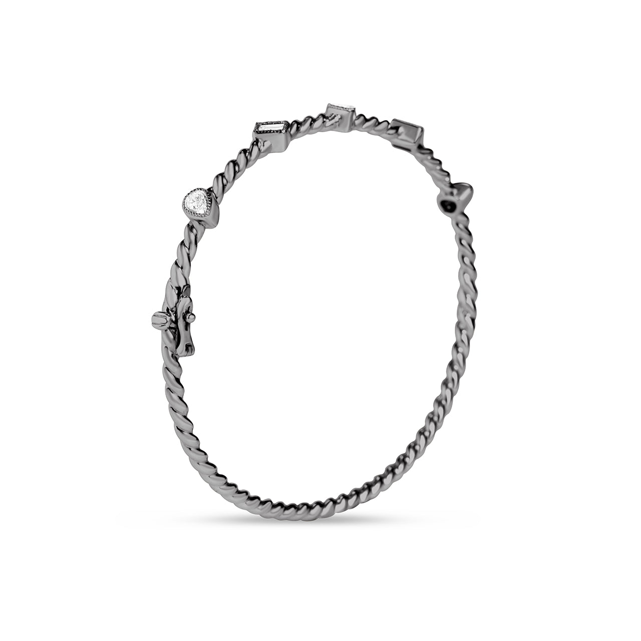 Diamond Baguette & Pear Braided Bangle