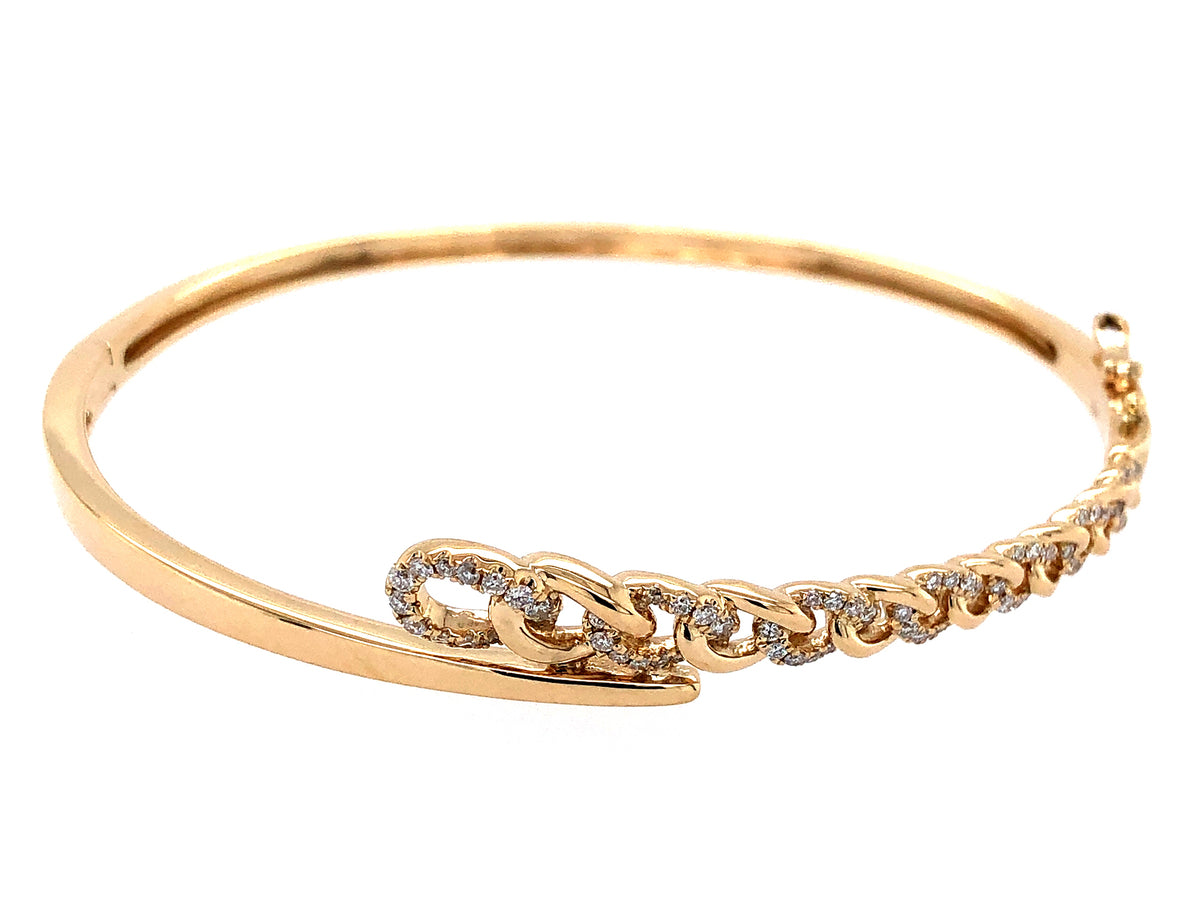 DIAMOND LINK BYPASS BANGLE, 14KY (N)