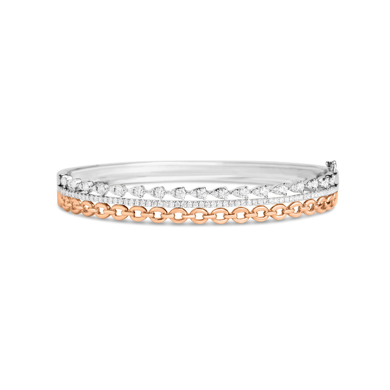 Diamond Pear & Link Stack Bangle