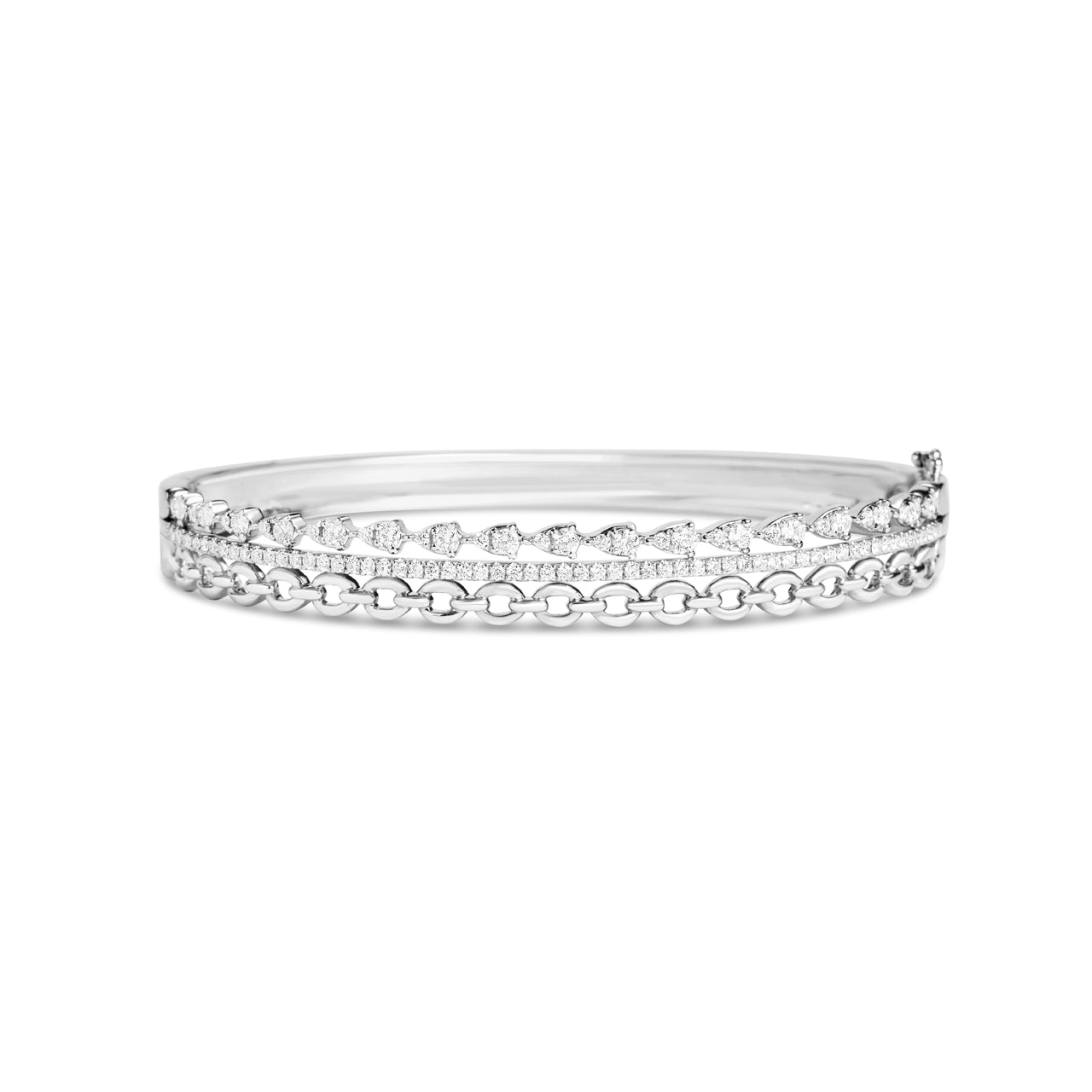 Diamond Pear & Link Stack Bangle