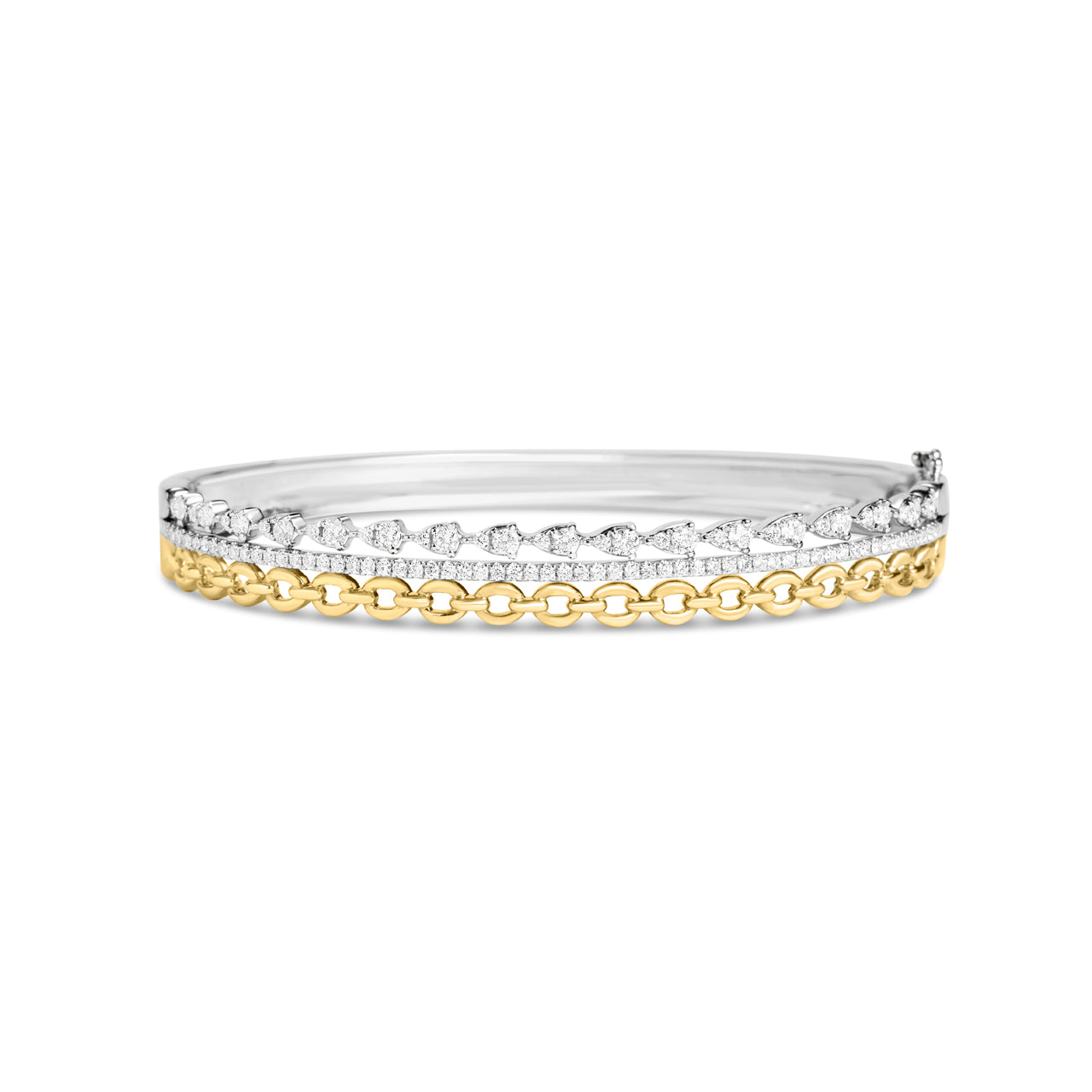 Diamond Pear & Link Stack Bangle