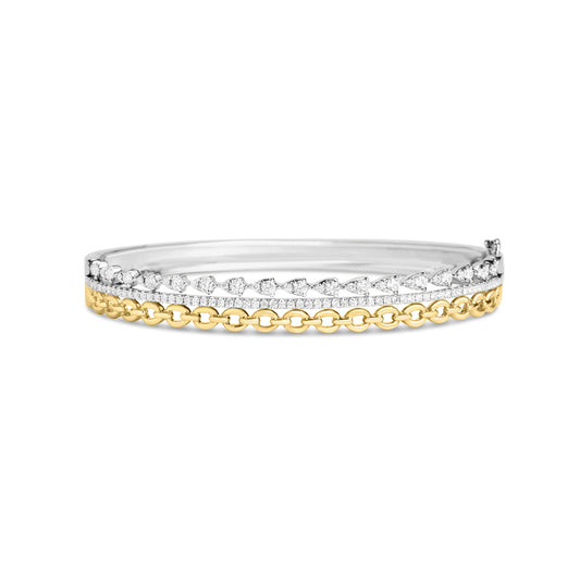 Diamond Pear & Link Stack Bangle