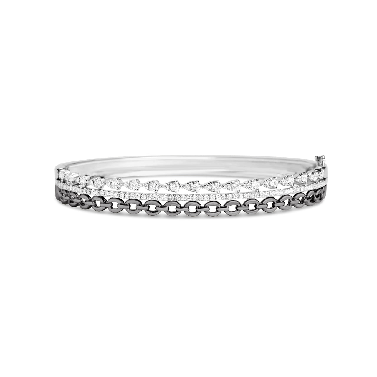 Diamond Pear & Link Stack Bangle
