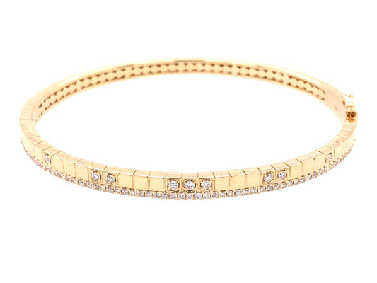 DIAMOND SQUARE GRID BANGLE, 14KY (N)