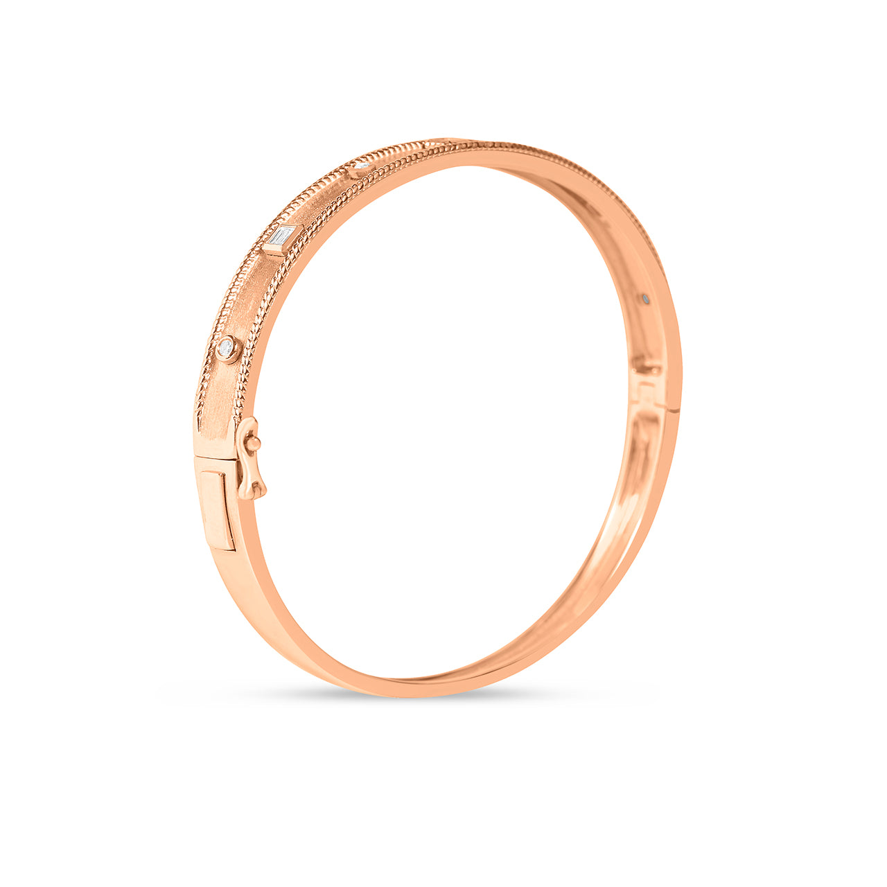 Diamond Baguette & Round Modern Etruscan Bangle