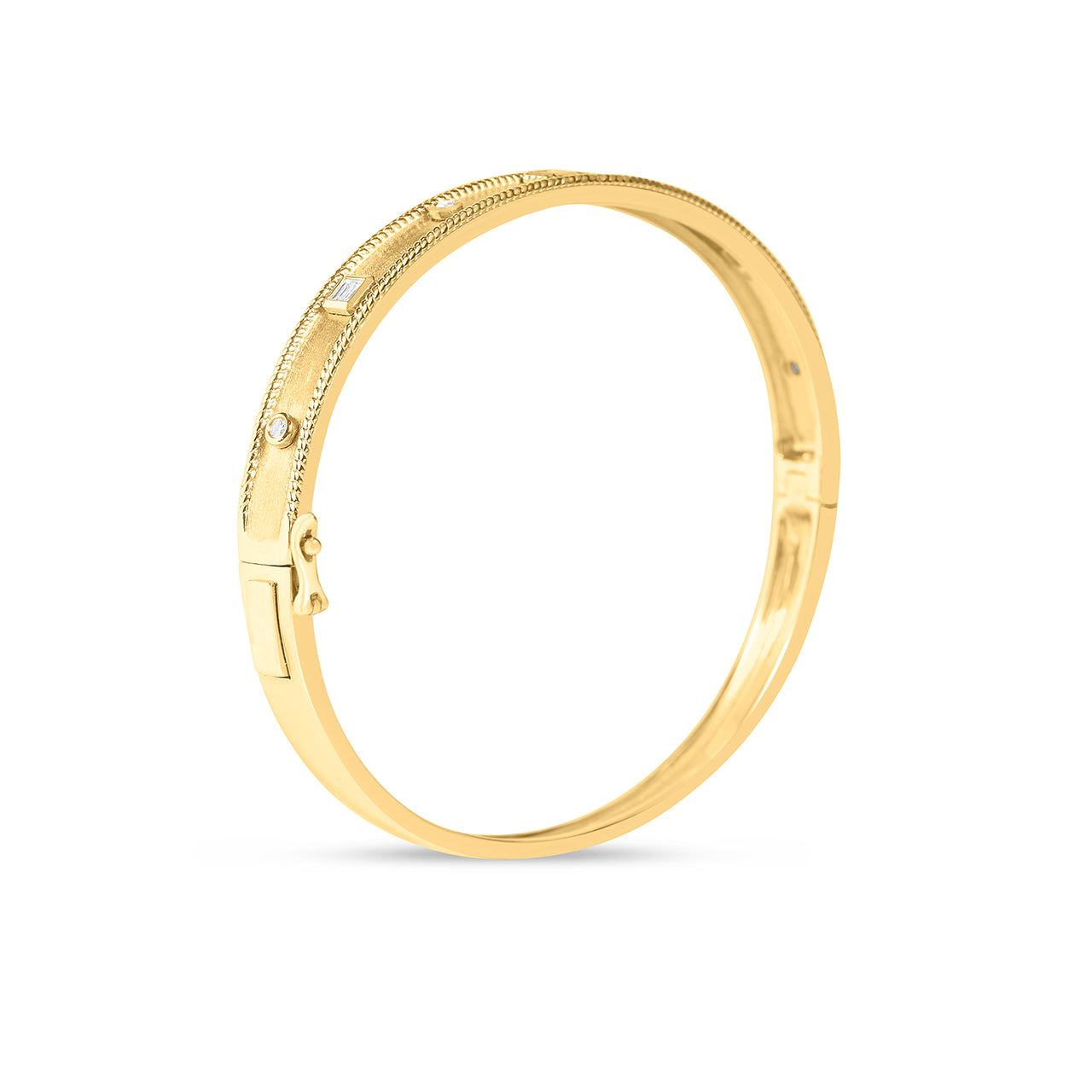 Diamond Baguette & Round Modern Etruscan Bangle