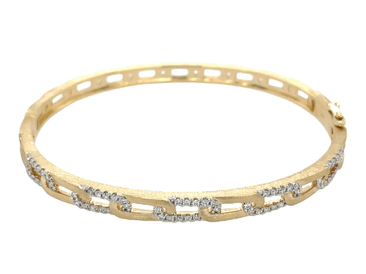 DIAMOND LINK PATTERN BANGLE, SATIN FINISH