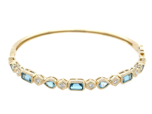 Blue Topaz Diamond Alternating Bangle