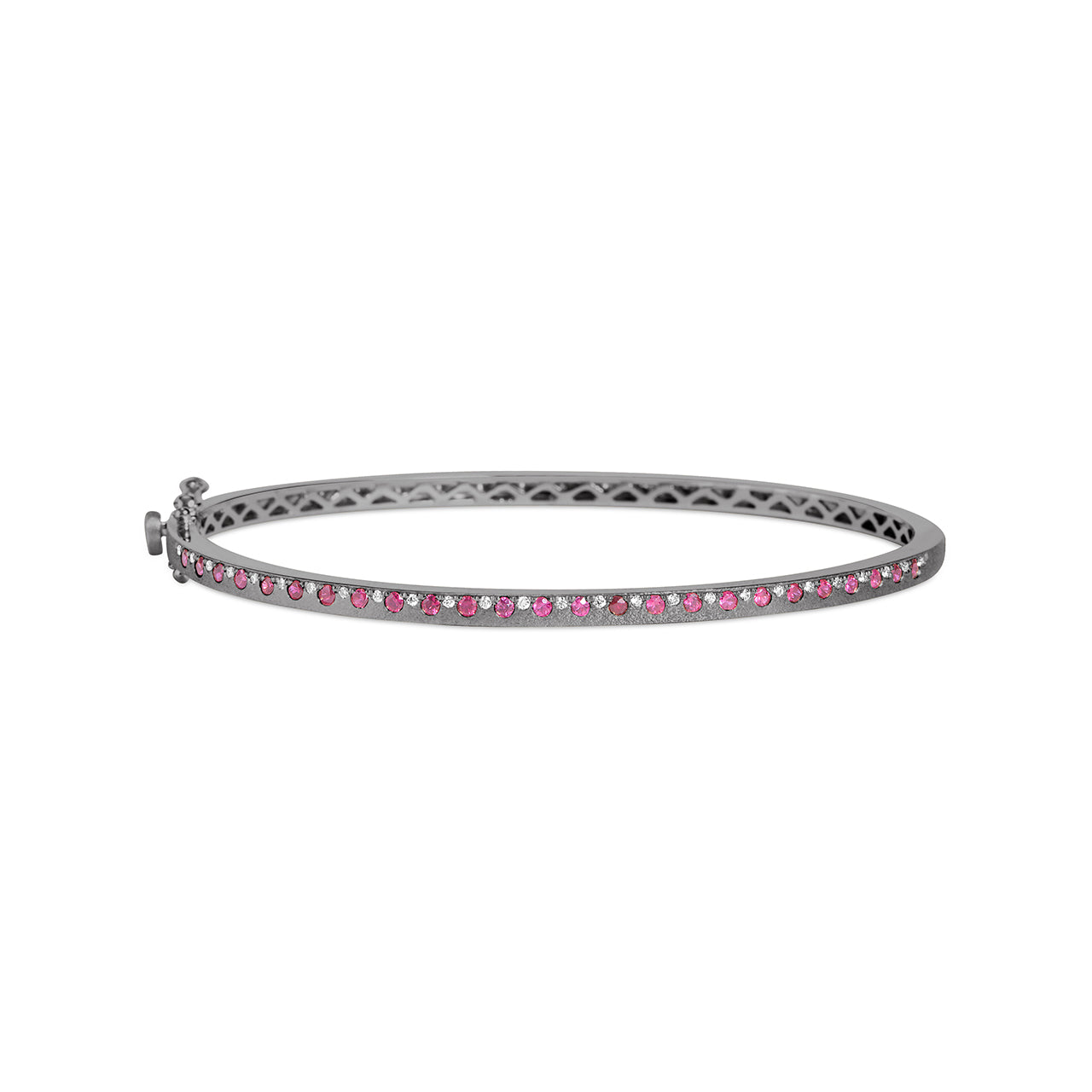 Ruby & Diamond Alternating Flush Bangle