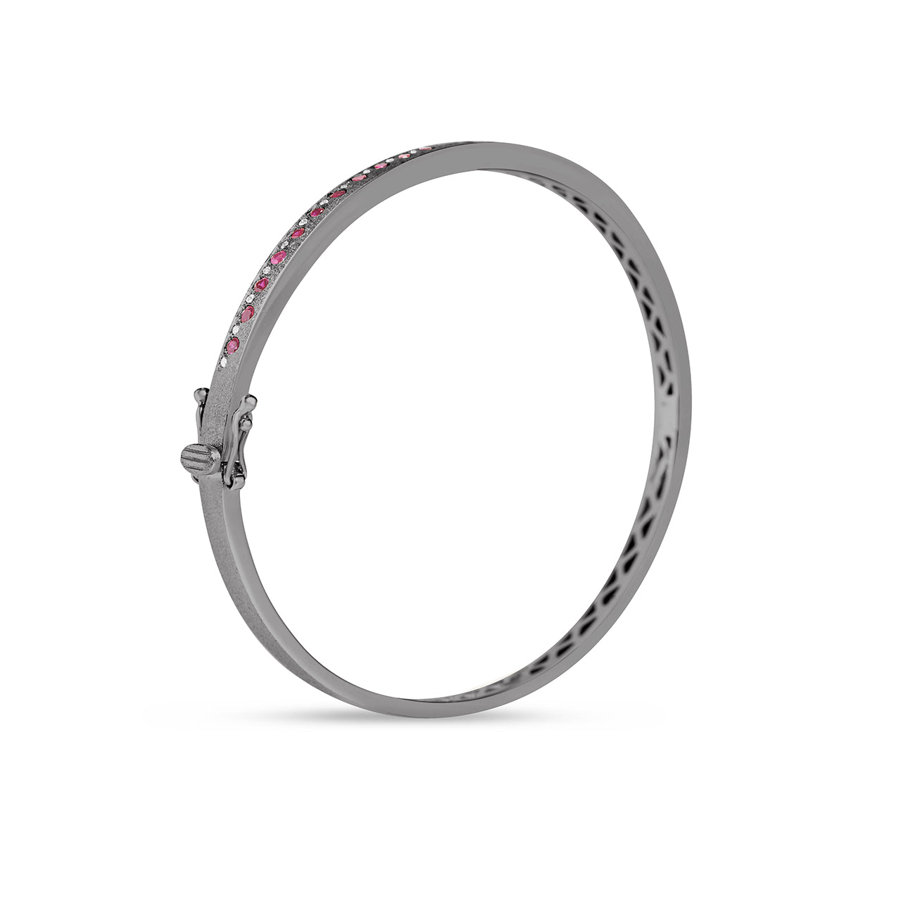 Ruby & Diamond Alternating Flush Bangle