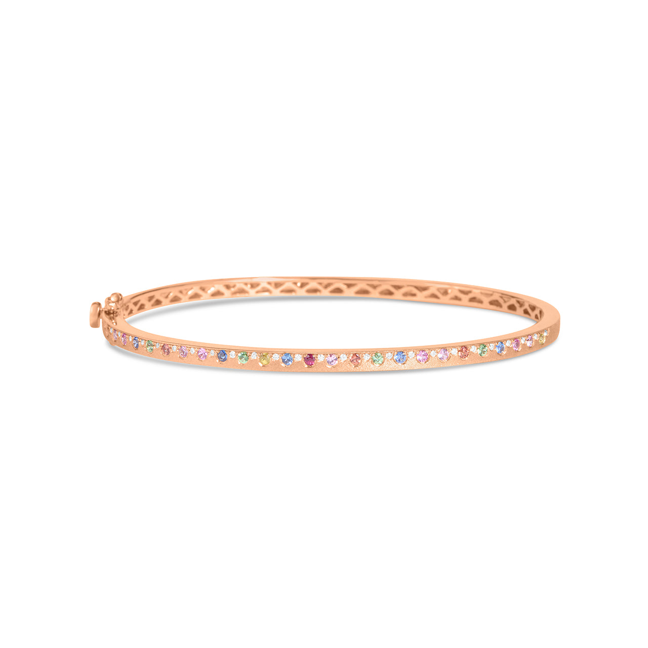 Rainbow Sapphire & Diamond Alternating Flush Bangle
