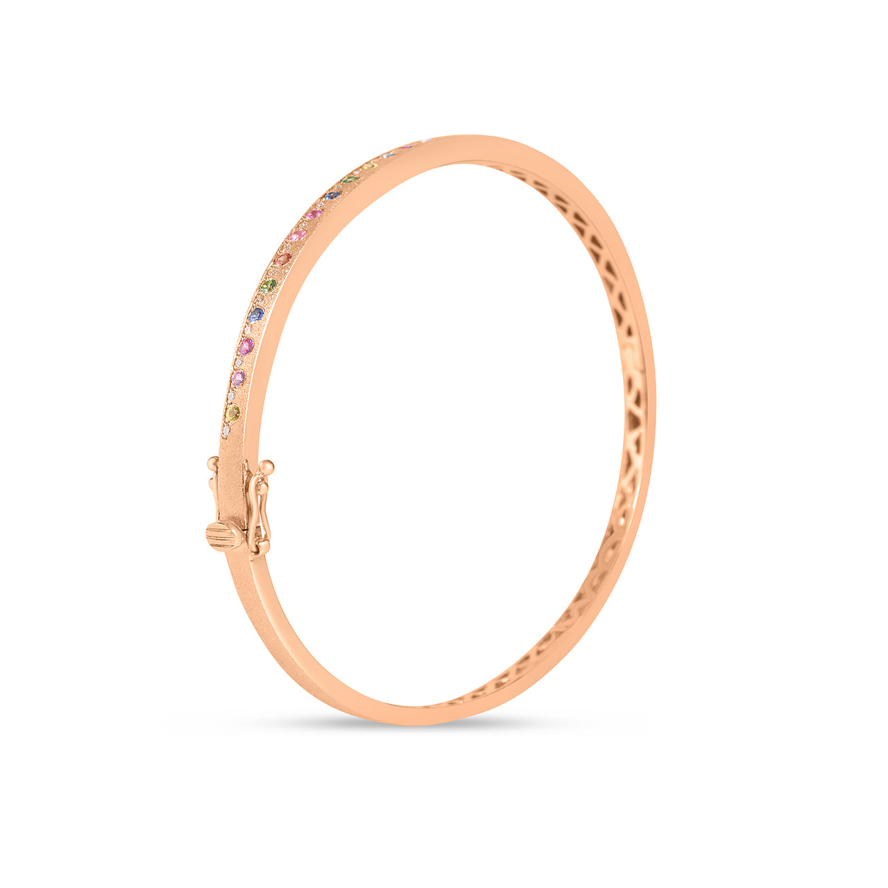 Rainbow Sapphire & Diamond Alternating Flush Bangle