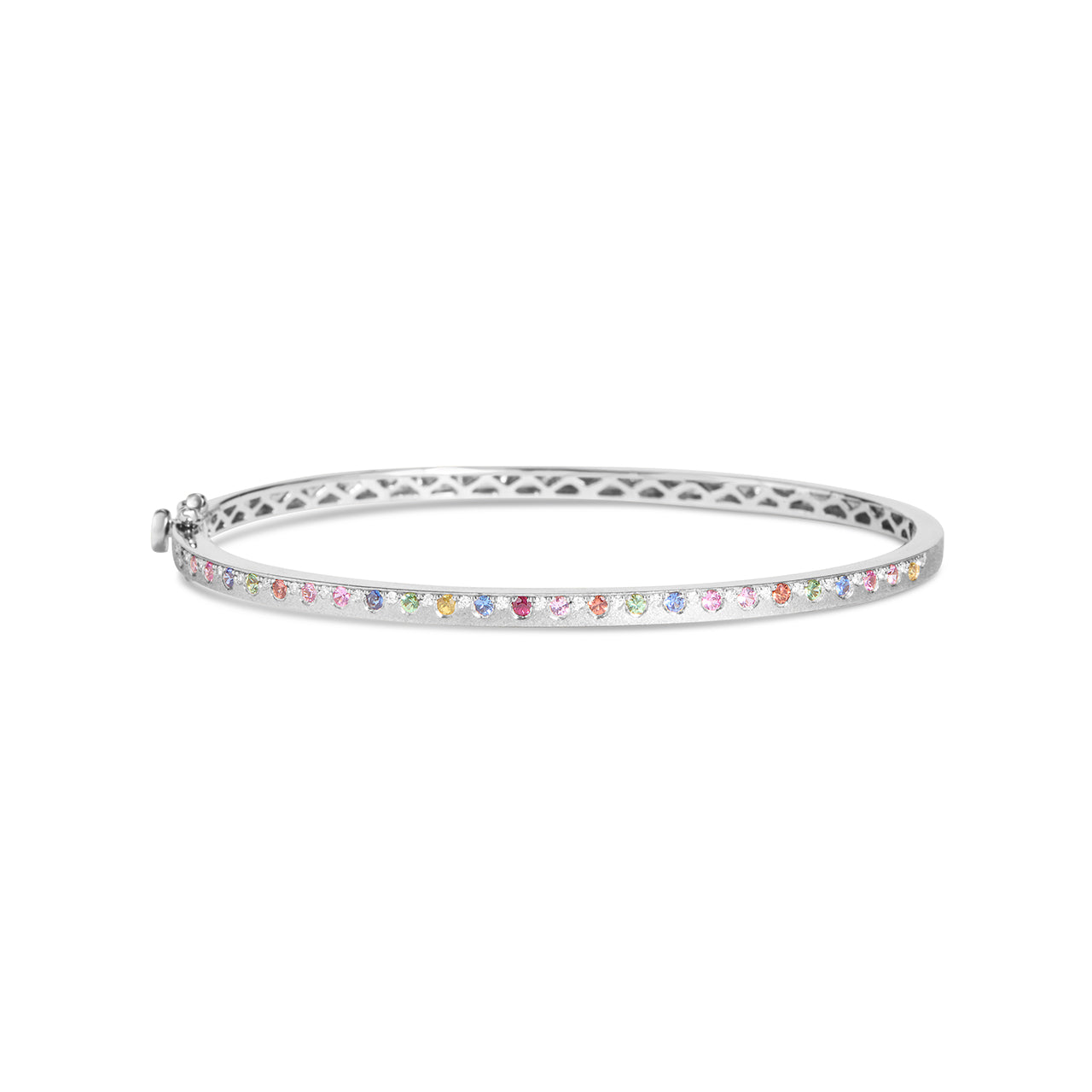 Rainbow Sapphire & Diamond Alternating Flush Bangle
