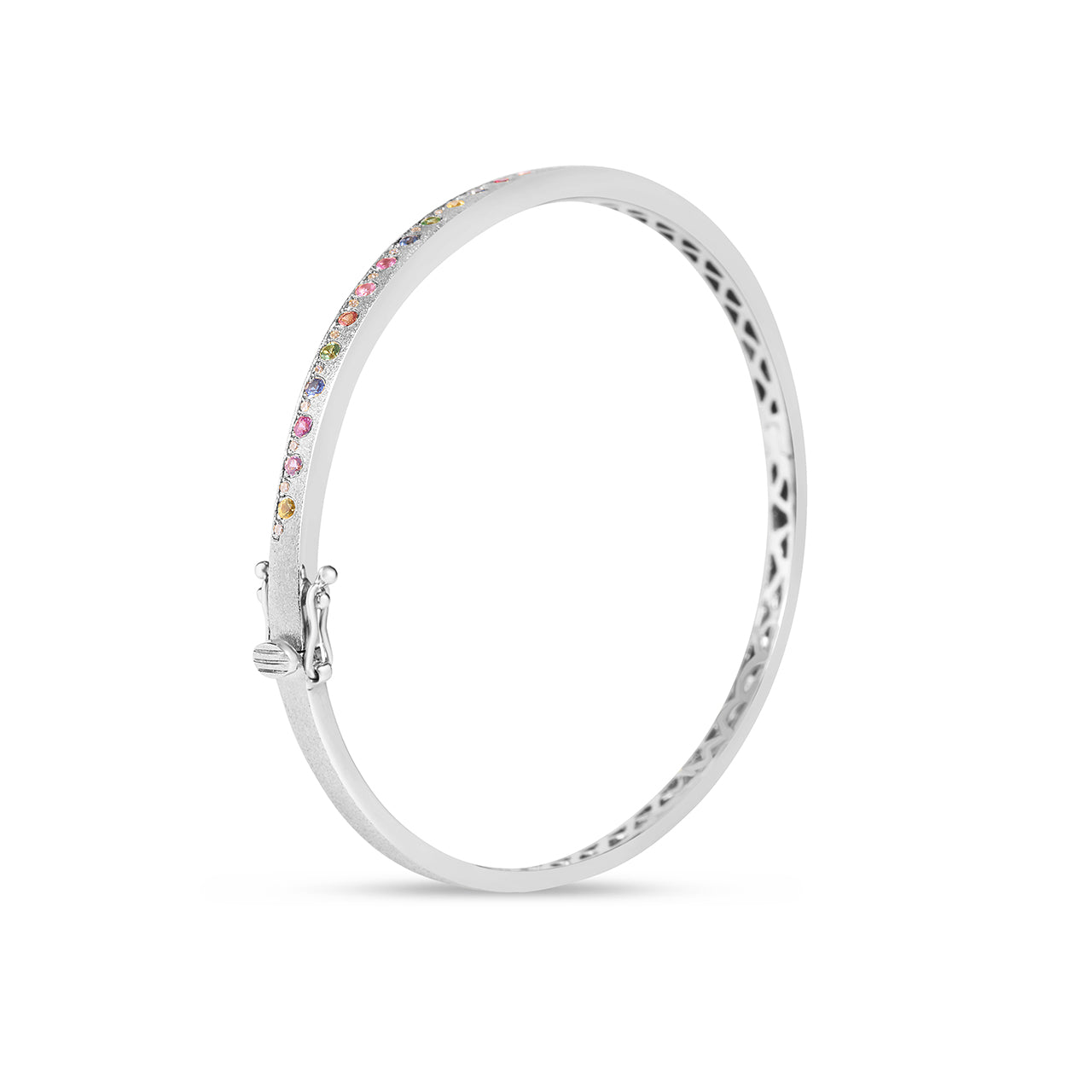 Rainbow Sapphire & Diamond Alternating Flush Bangle