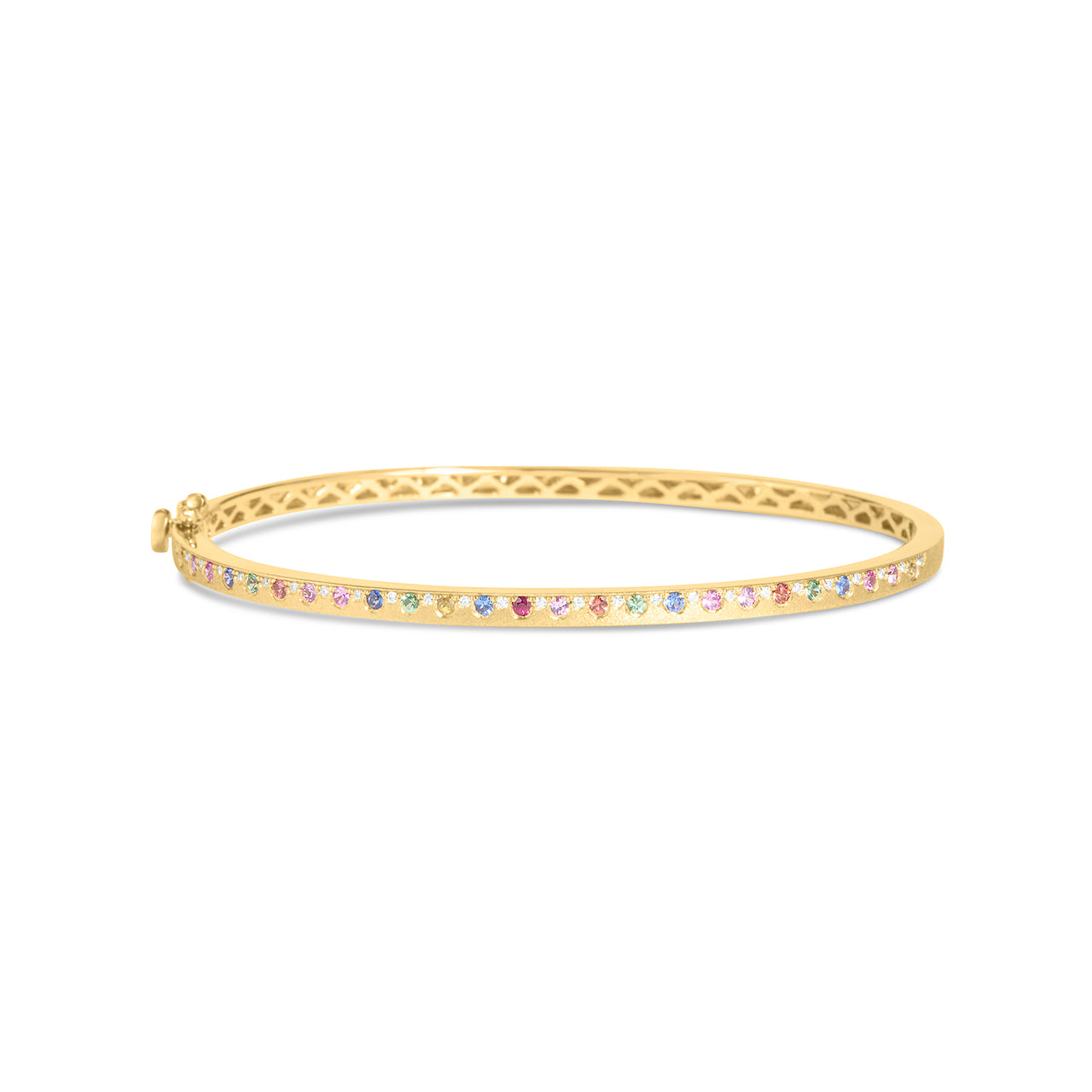 Rainbow Sapphire & Diamond Alternating Flush Bangle