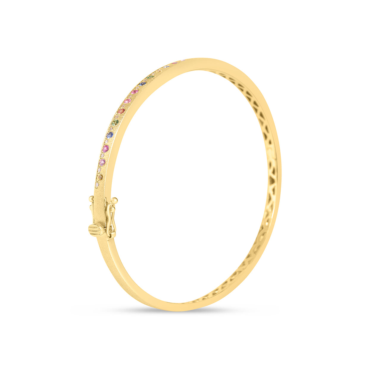 Rainbow Sapphire & Diamond Alternating Flush Bangle