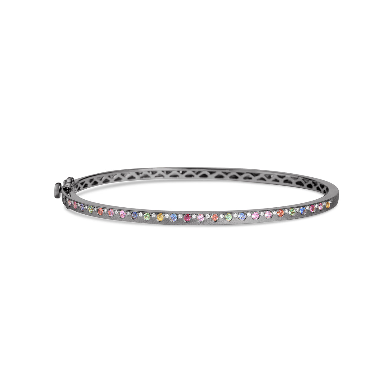 Rainbow Sapphire & Diamond Alternating Flush Bangle