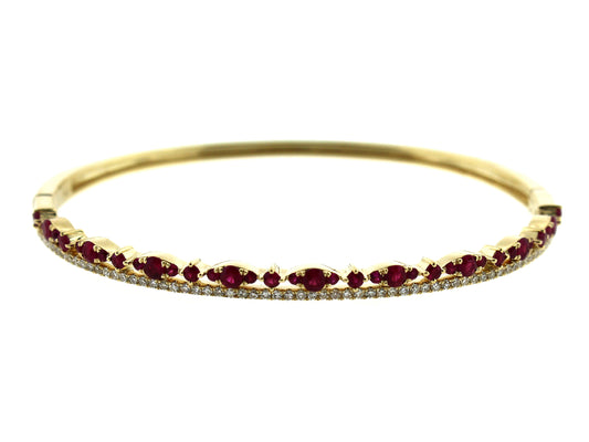 RUBY & DIAMOND BANGLE, 14KY (H)