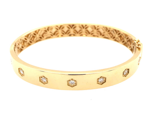 DIAMOND HONEYCOMB FLUSH SET BANGLE, 14KY (N)