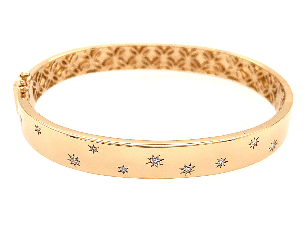 DIAMOND SCATTER STARS FLUSH SET BANGLE, 14KY (N)