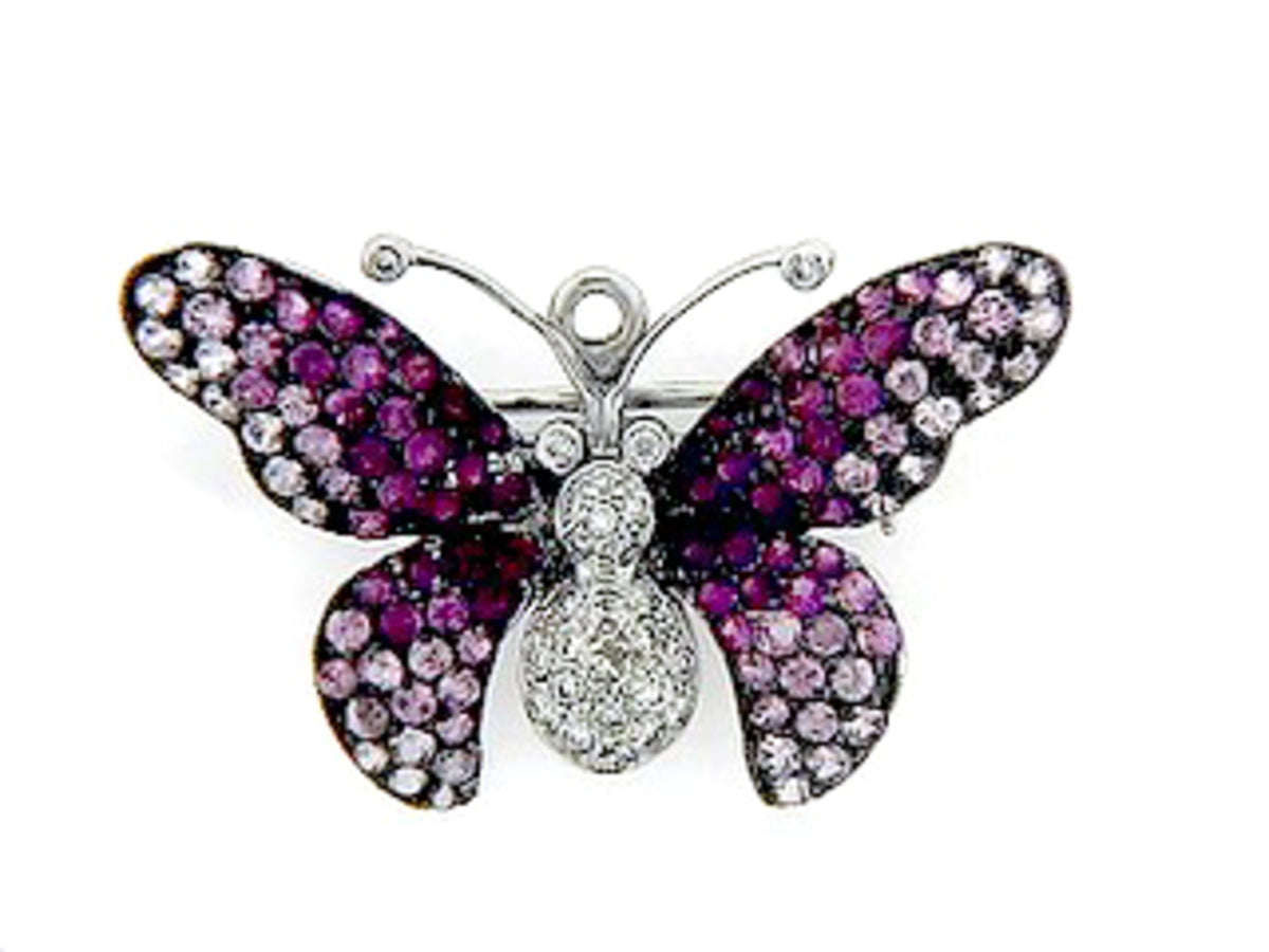PINK SAPPHIRE & DIAMOND BROACH