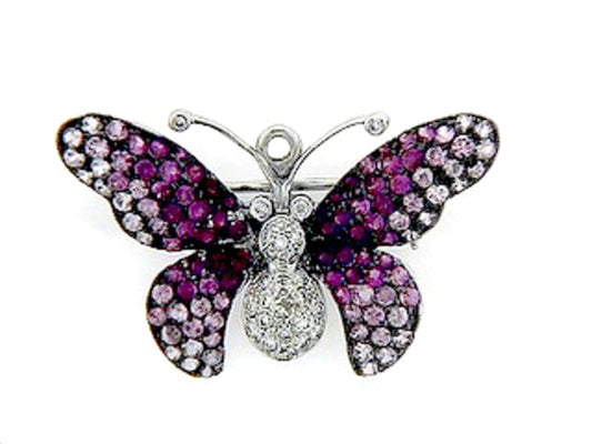 PINK SAPPHIRE & DIAMOND BROACH