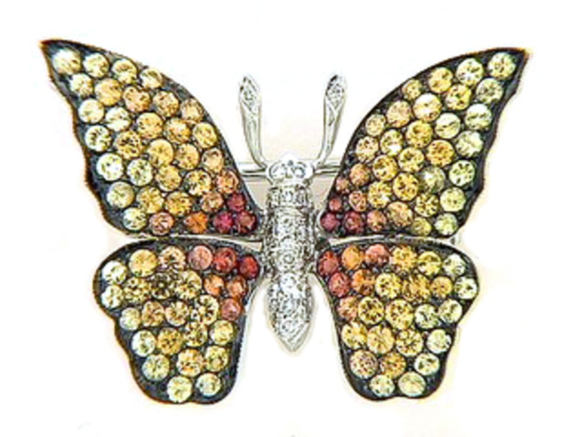 ORANGE SAPPHIRE & DIAMOND BROACH