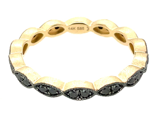 BLACK DIAMOND MILLGRAIN EDGE ETERNITY RING, SATIN FINISH