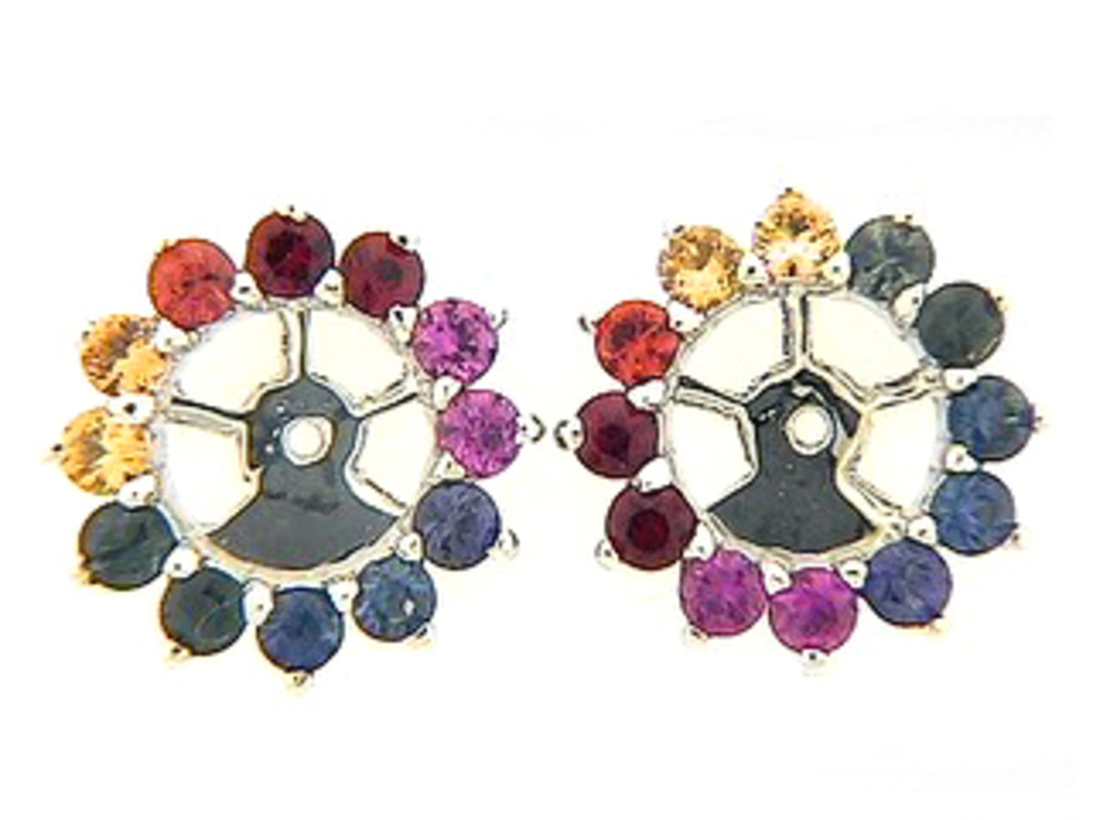 RAINBOW SAPPHIRE EARRING JACKET, 18KW (H/U)