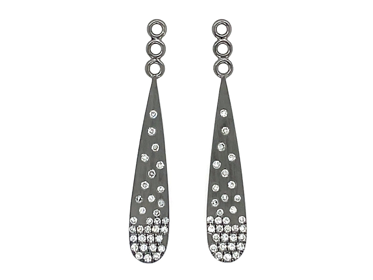 DIAMOND TEAR DROP EARRING JACKET, SATIN BLACK FINISH