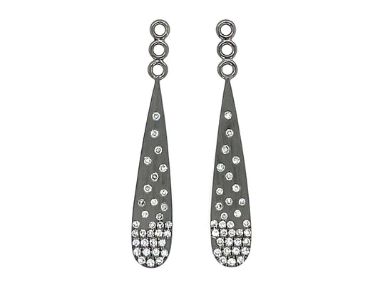 DIAMOND TEAR DROP EARRING JACKET, SATIN BLACK FINISH