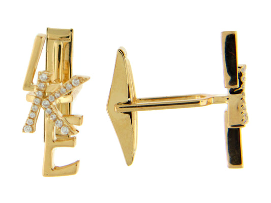 DIAMOND CUFFLINKS "LKE", 18KY (N)