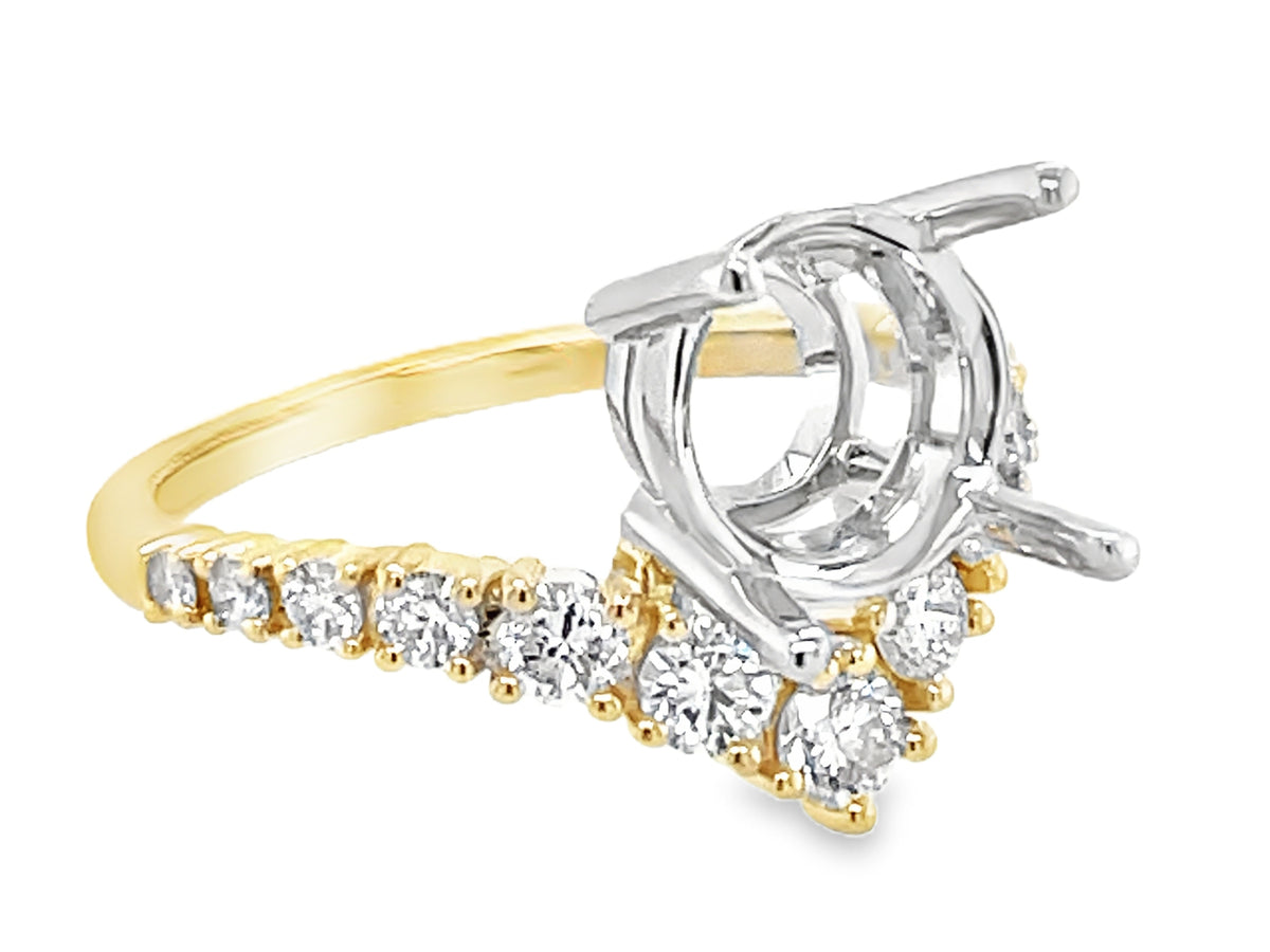 DIAMOND V RING, SEMIMOUNT, CENTER BASKET FOR 8.8MM ROUND, 14KWY (N) D=0.68