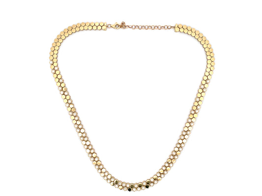 DIAMOND 2 ROW HONEYCOMB NECKLACE