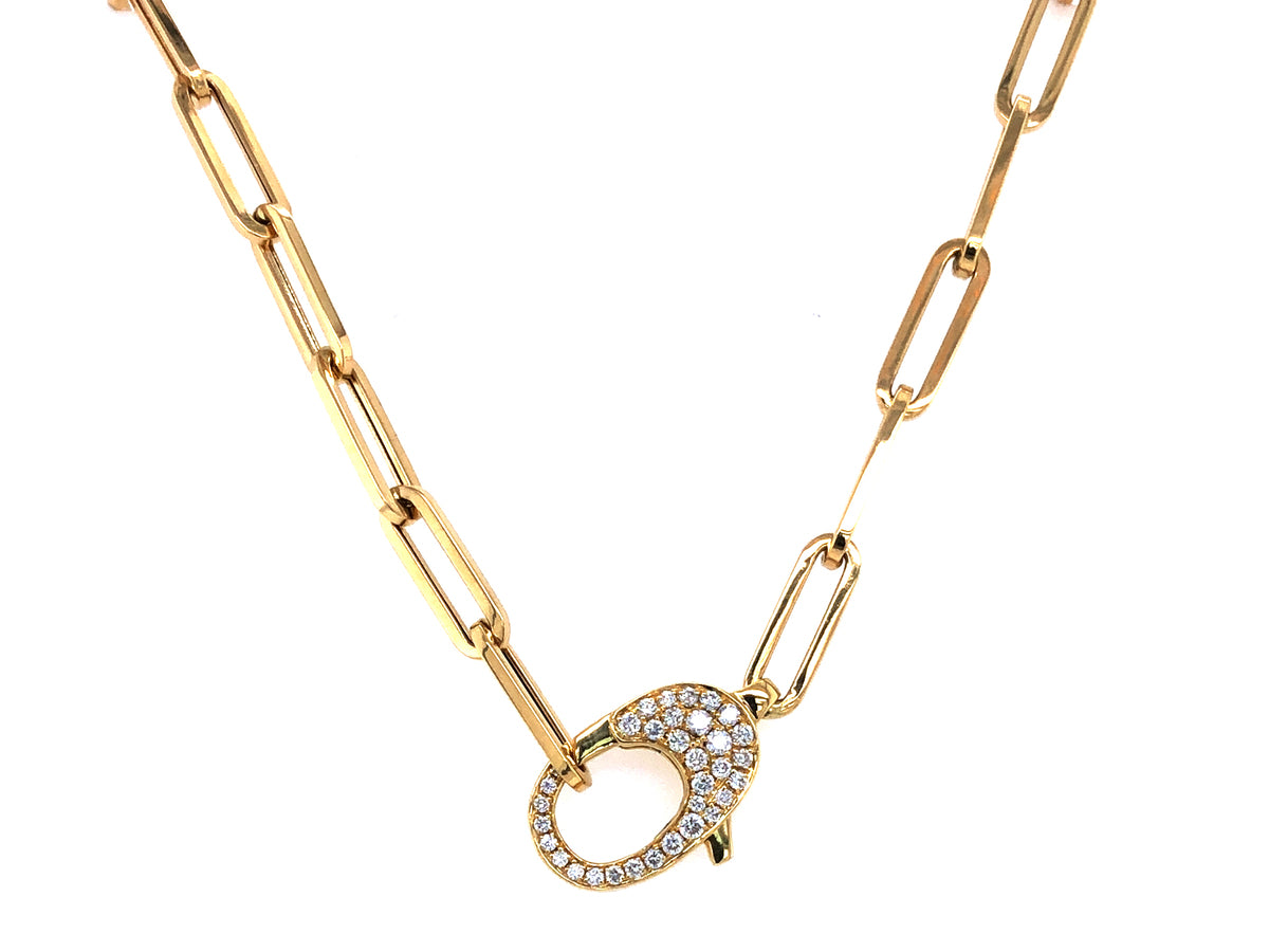 DIAMOND CLASP NECKLACE, 20" PAPERCLIP CHAIN