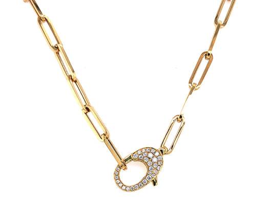 DIAMOND CLASP NECKLACE, 20" PAPERCLIP CHAIN