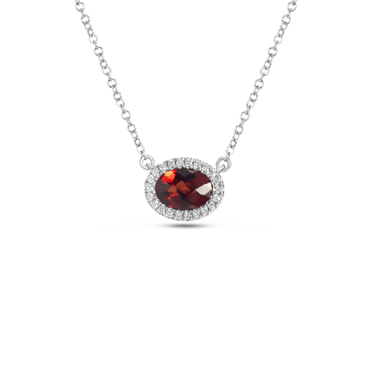 Garnet & Diamond Essential Necklace, 14KW