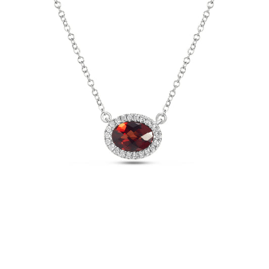 Garnet & Diamond Essential Necklace, 14KW