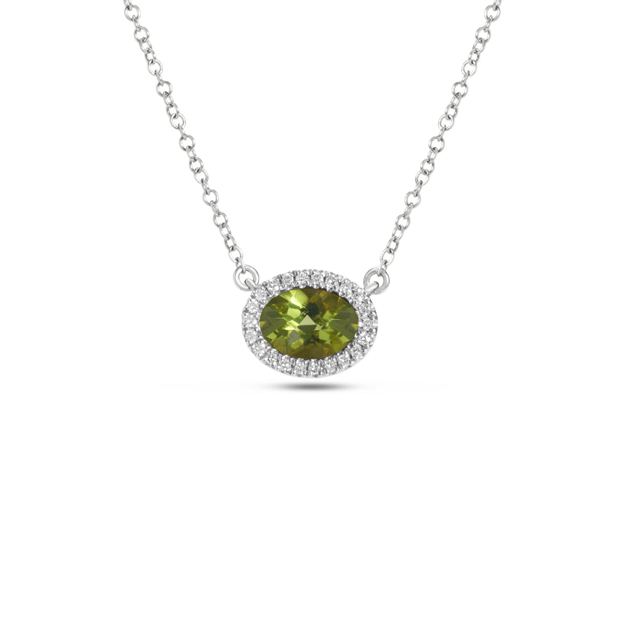 Peridot & Diamond Essential Necklace, 14KW