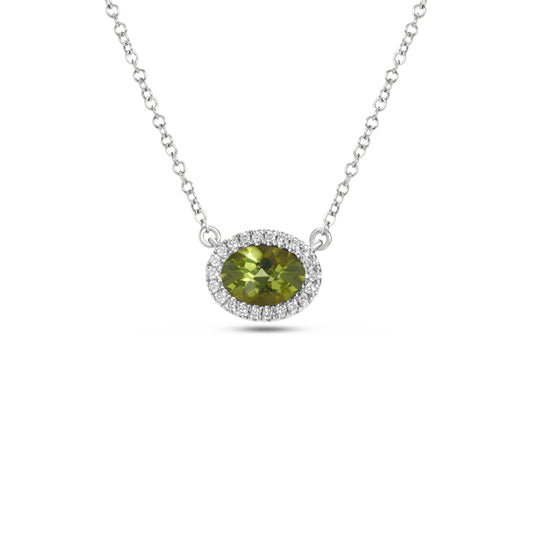 Peridot & Diamond Essential Necklace, 14KW