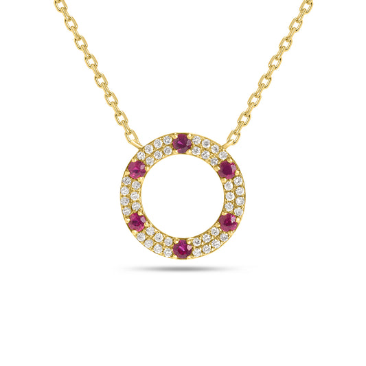 Ruby & Diamond Circle Necklace